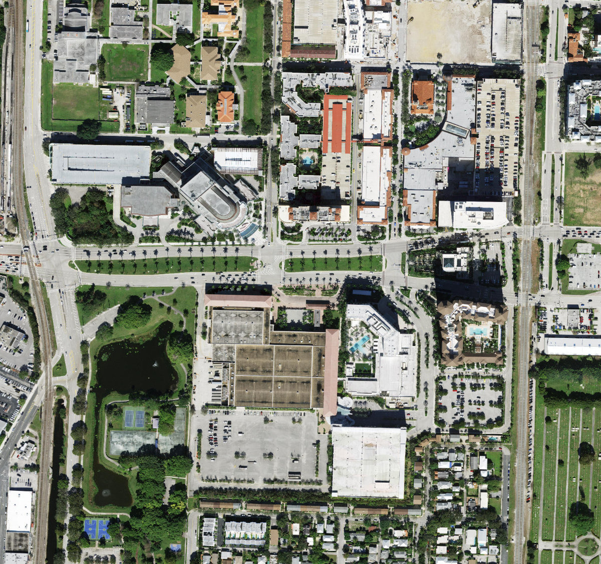 Satellite view of the convention district in West Palm Beach
